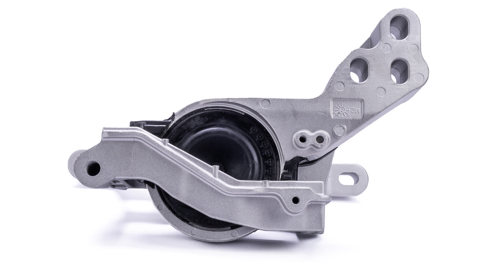 Close-up of a Boonma engine mount, showing the rubber bonded into the cast-aluminium bracket