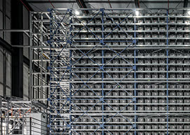Automated high-bay storage at a manufacturing partner